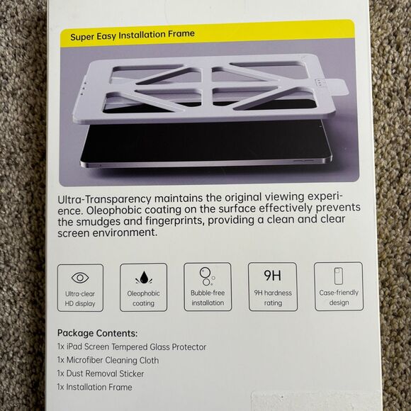 Crystal Clear Ultra Transparent Tempered Glass Screen Protector iPad Pro 10.9" - Picture 2 of 2